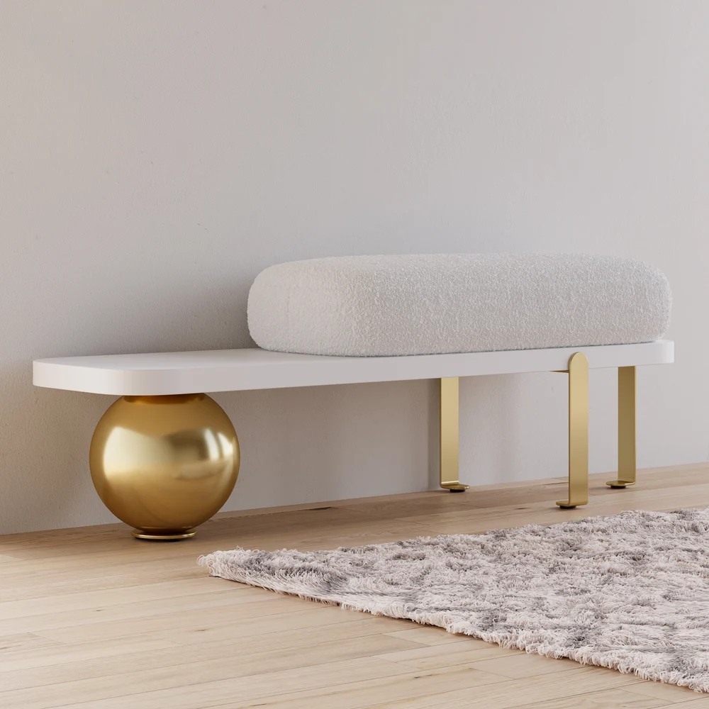 Premium Boucle Fabric Bench