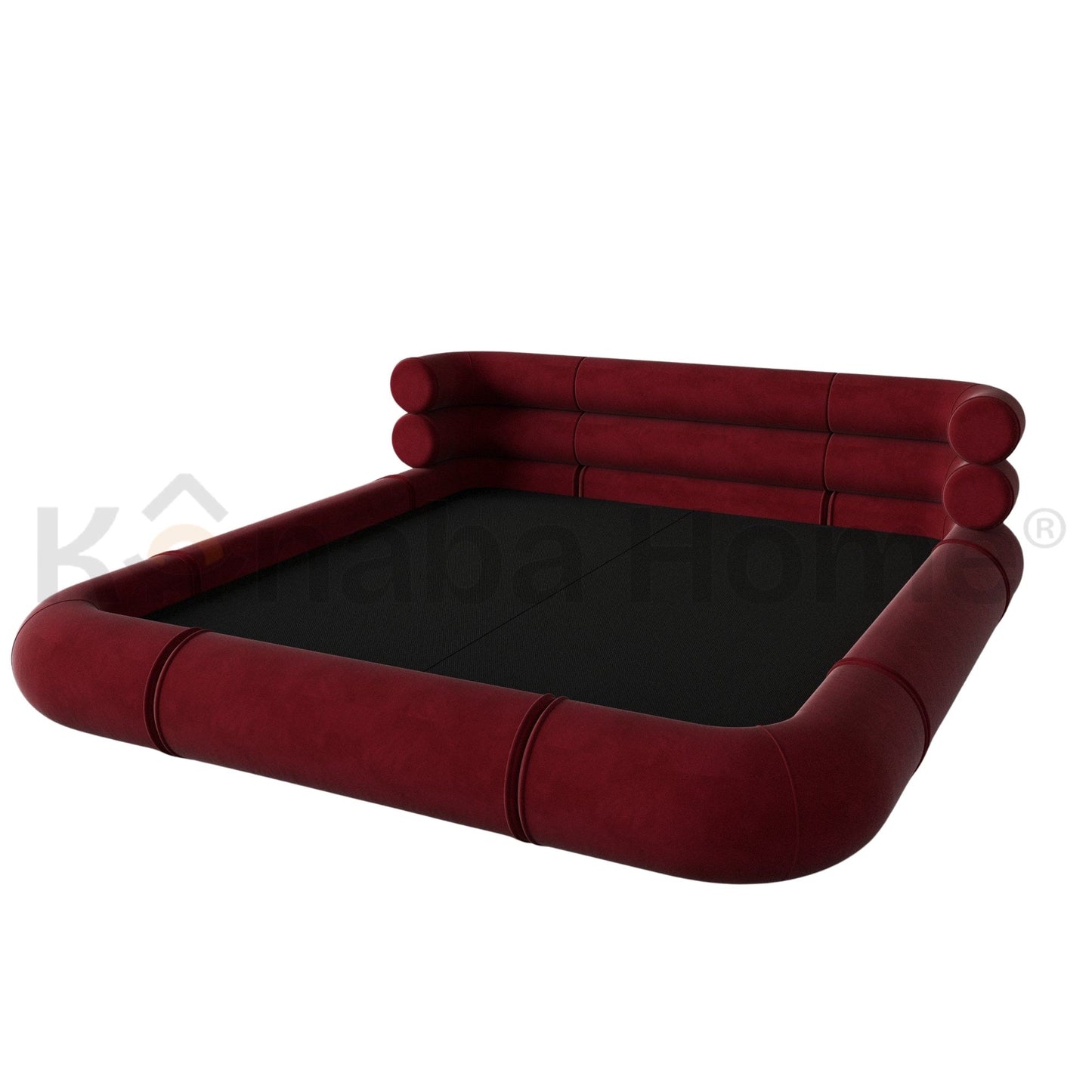 Rolo Bed- Solid wood construction &  Velvet fabric- Cylindrical tube frame -  Kanaba Home