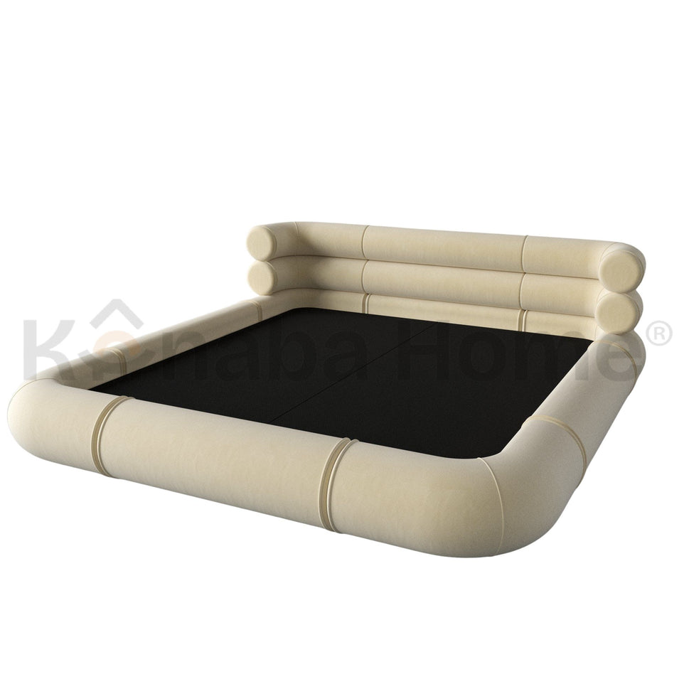 Rolo BedQueen Size Mattress: 160x200 cm: Overall Dimensions: W 220 × L 260 × H 80 cm / BEIGE ST (1184-023)