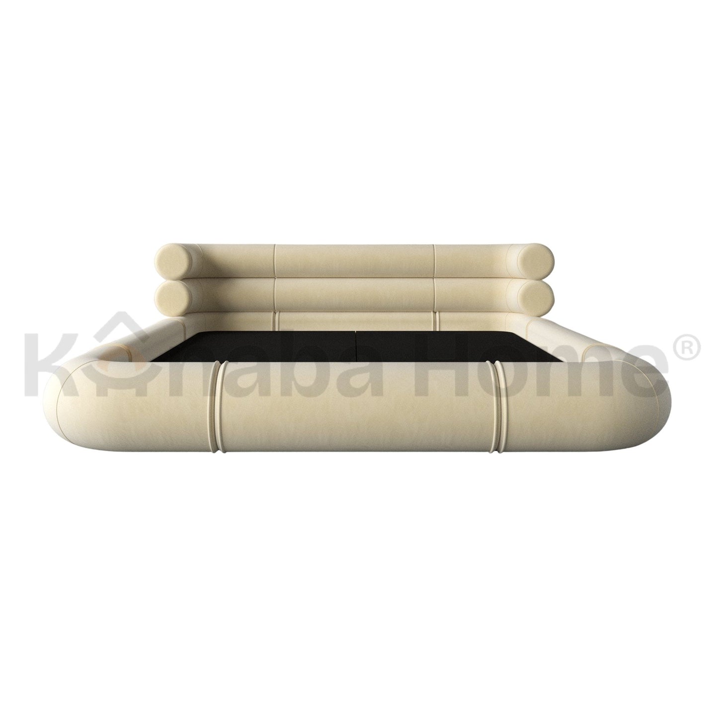 Rolo Bed- Solid wood construction &  Velvet fabric- Cylindrical tube frame -  Kanaba Home