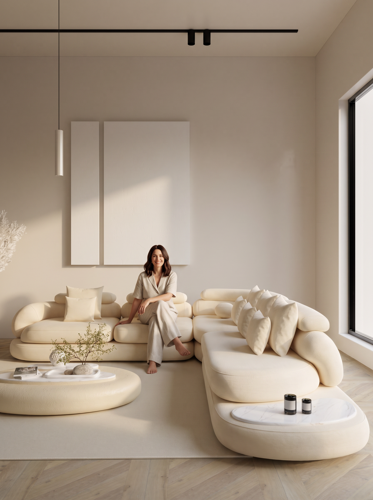 Rome L Shape Modular Sofa-U-Shape Sectional-Solid Swedish Wood,Premium Latex Velvet & 40 KG Super Foam-Kanaba Home