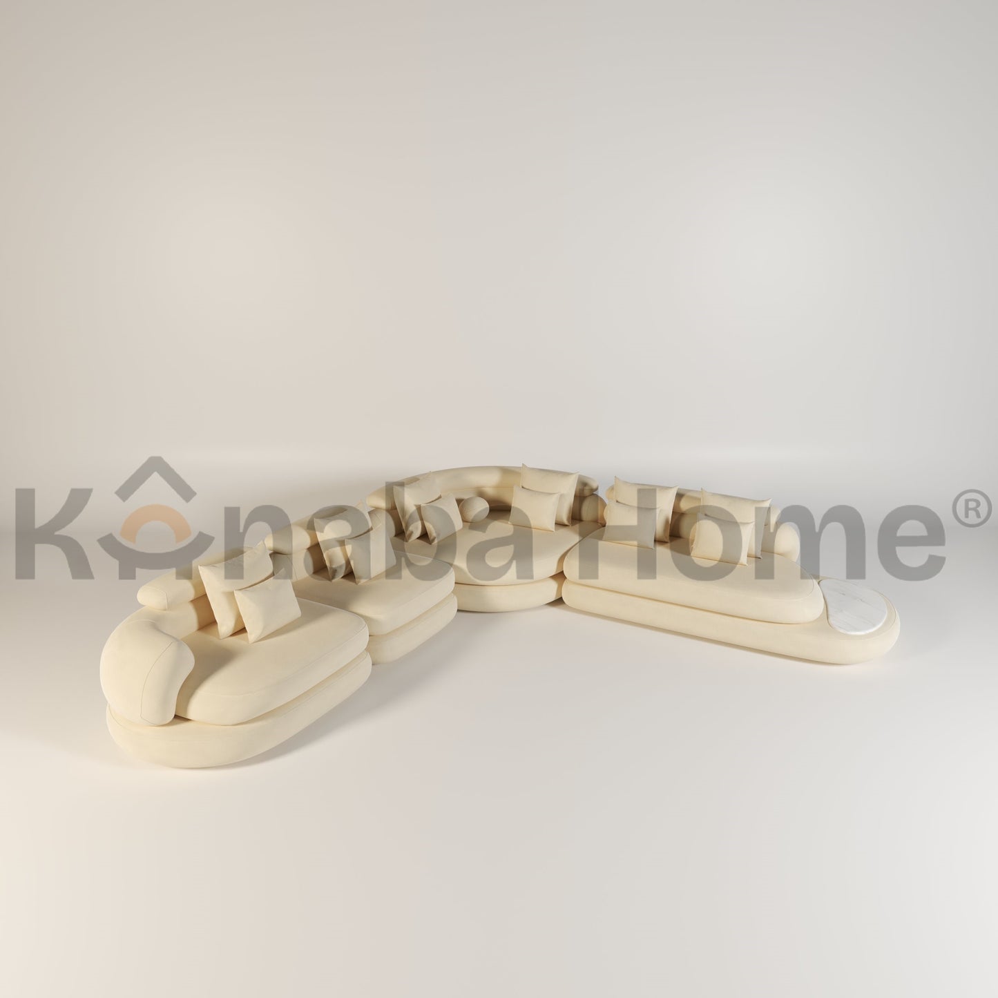 beige l shape living room sofa