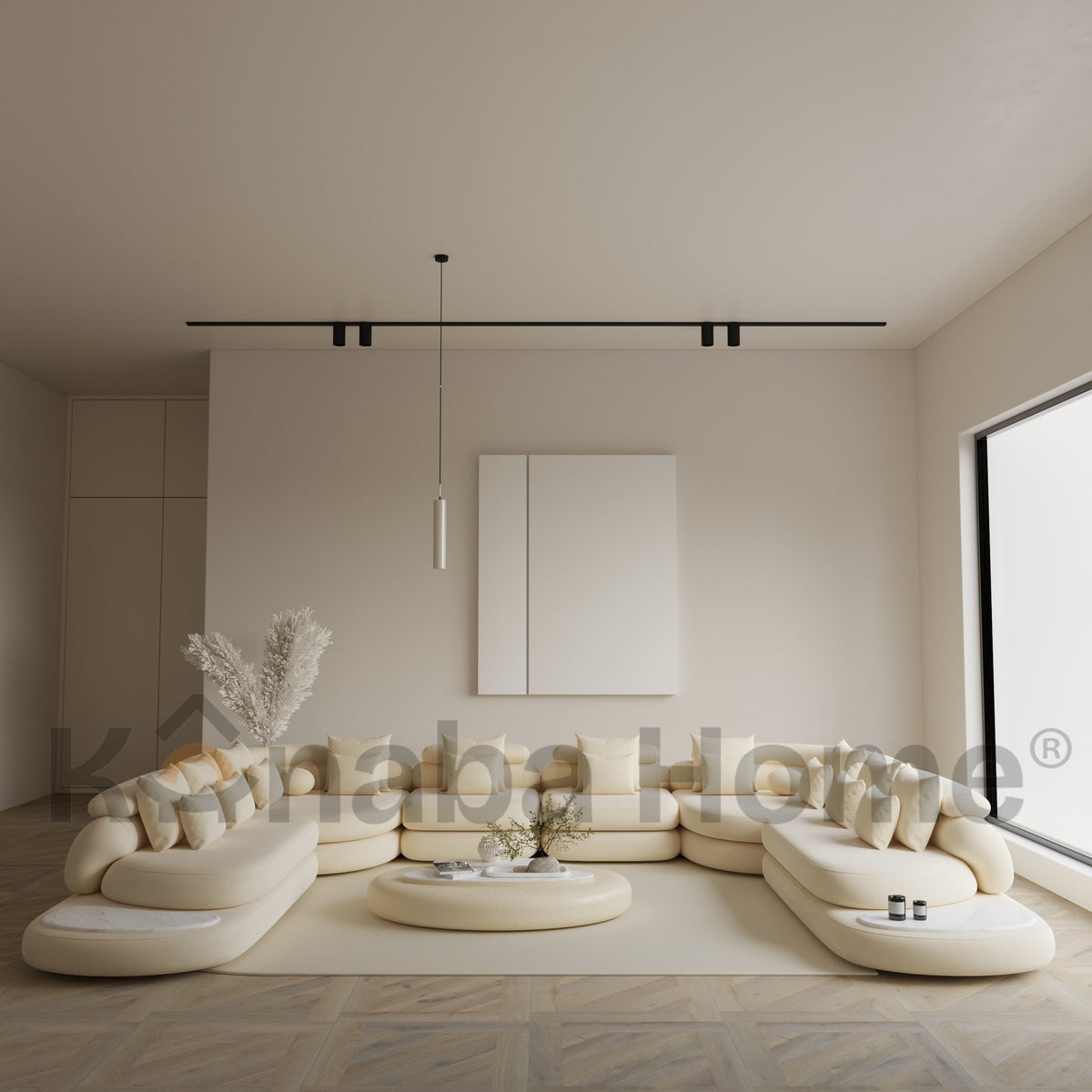 Rome U Shape Modular Sofa-U-Shape Sectional-Solid Swedish Wood,Premium Latex Velvet & 40 KG Super Foam-Kanaba Home
