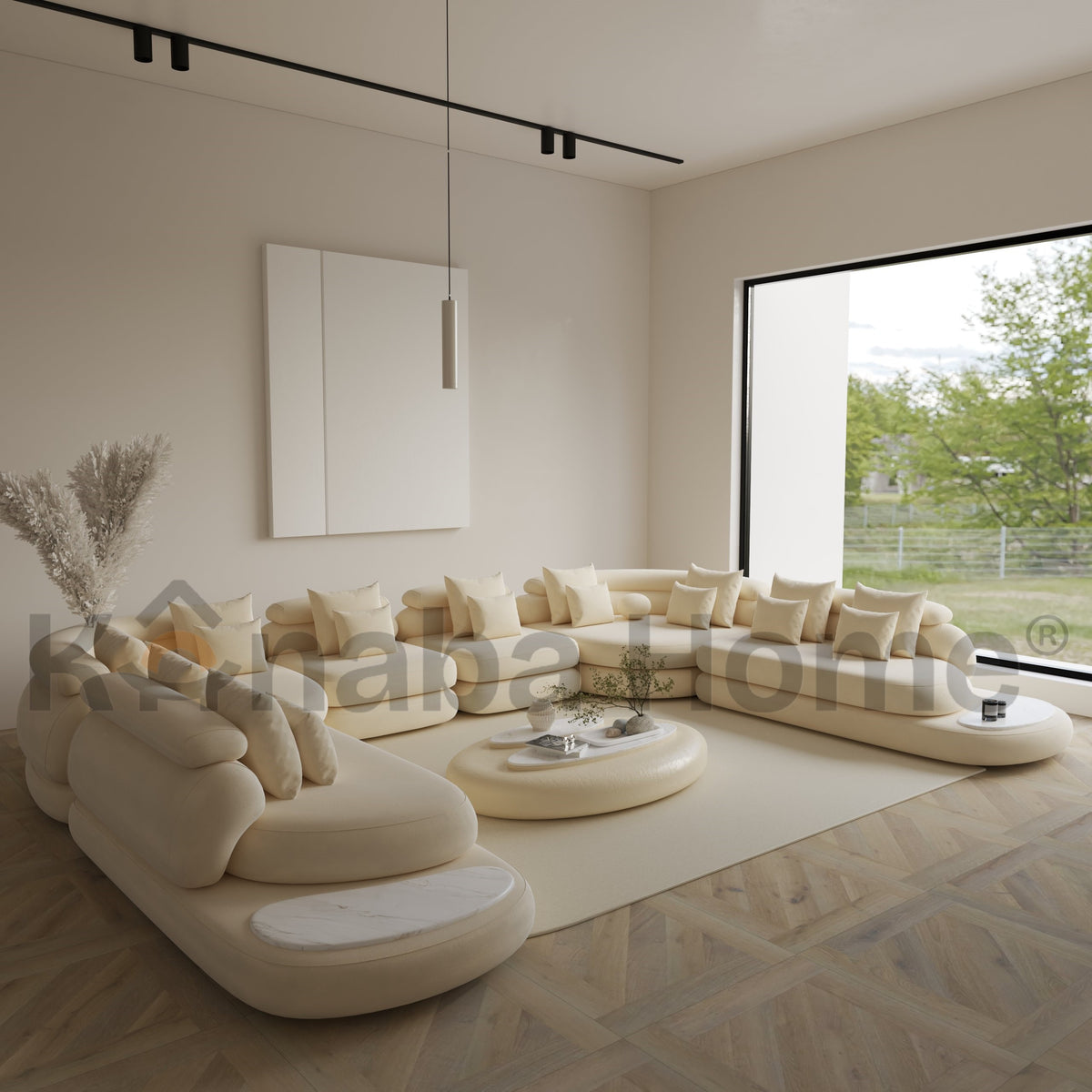 Rome U Shape Modular Sofa-U-Shape Sectional-Solid Swedish Wood,Premium Latex Velvet & 40 KG Super Foam-Kanaba Home