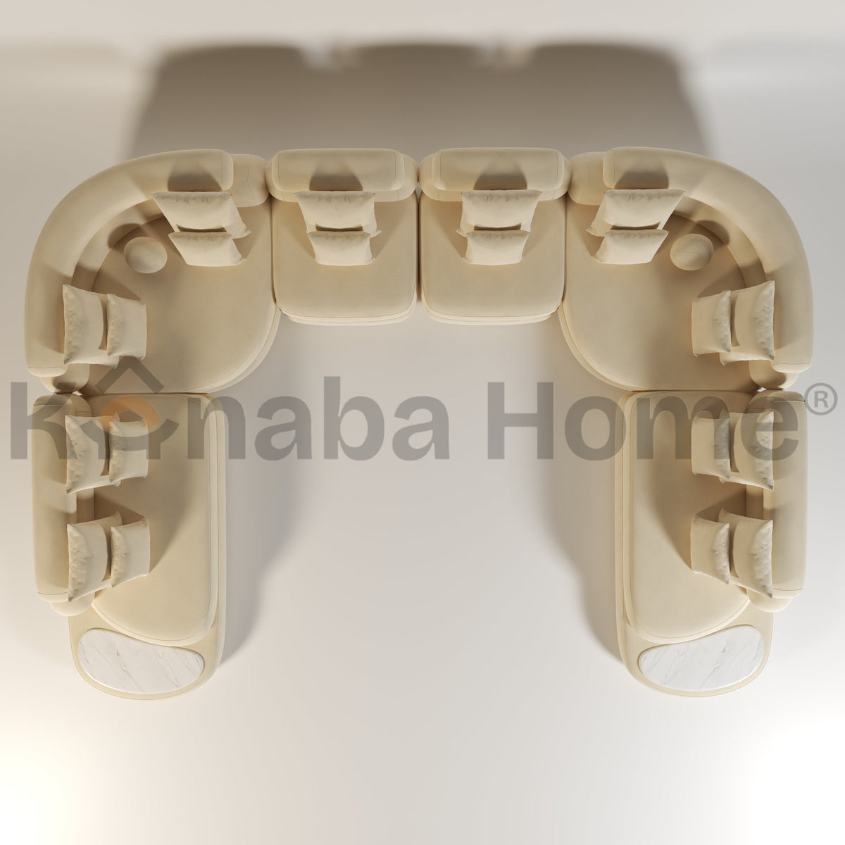 Rome U Shape Modular Sofa-U-Shape Sectional-Solid Swedish Wood,Premium Latex Velvet & 40 KG Super Foam-Kanaba Home