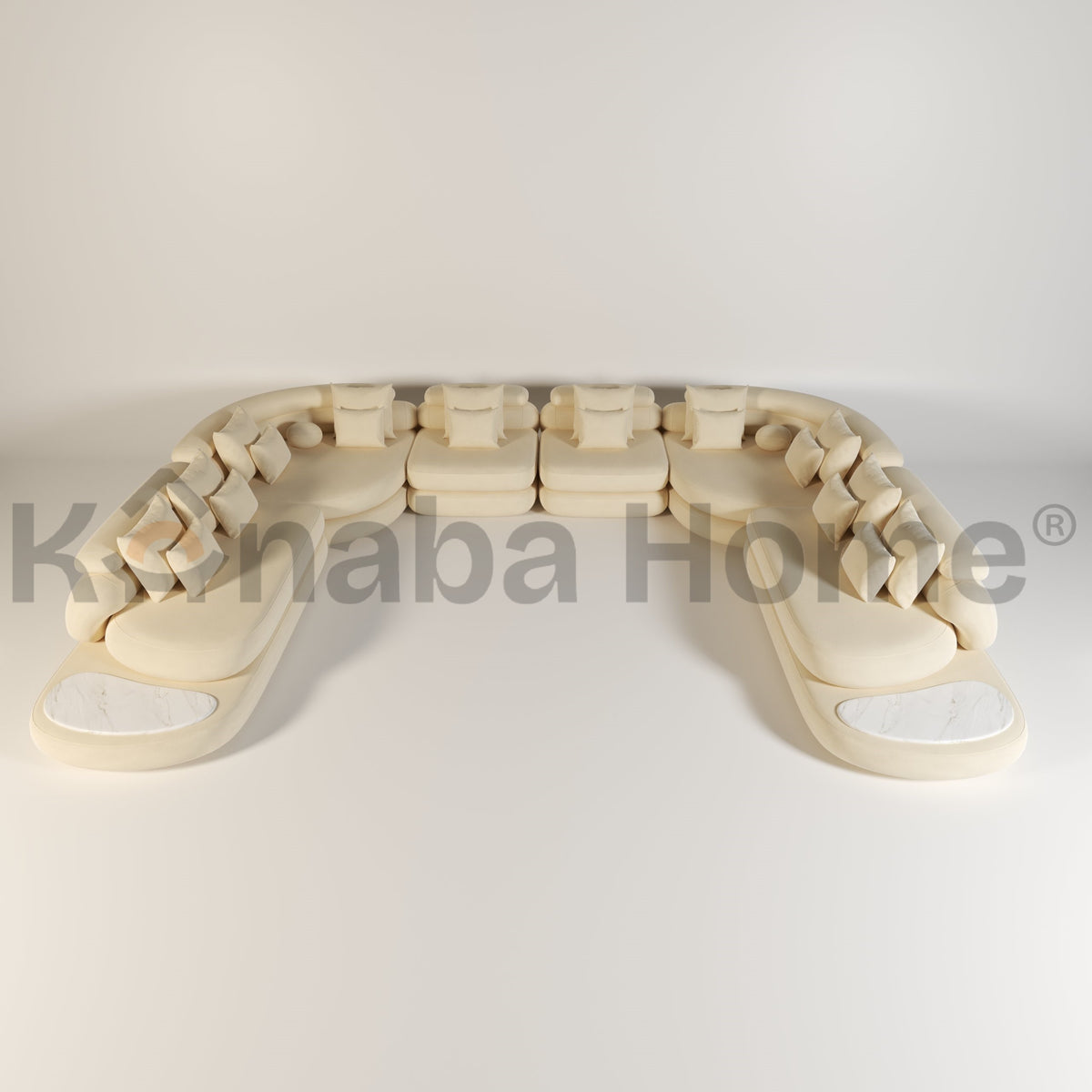 Rome U Shape Modular Sofa-U-Shape Sectional-Solid Swedish Wood,Premium Latex Velvet & 40 KG Super Foam-Kanaba Home