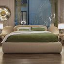 Roxie BedQueen Bed: Mattress Size 160 x 200 cm | W 320 x D 230 x H 100 cm | Headboard: W 270 x H 100 cm / Beige / Boucle