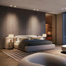 Roxie BedQueen Bed: Mattress Size 160 x 200 cm | W 320 x D 230 x H 100 cm | Headboard: W 270 x H 100 cm / White / Boucle