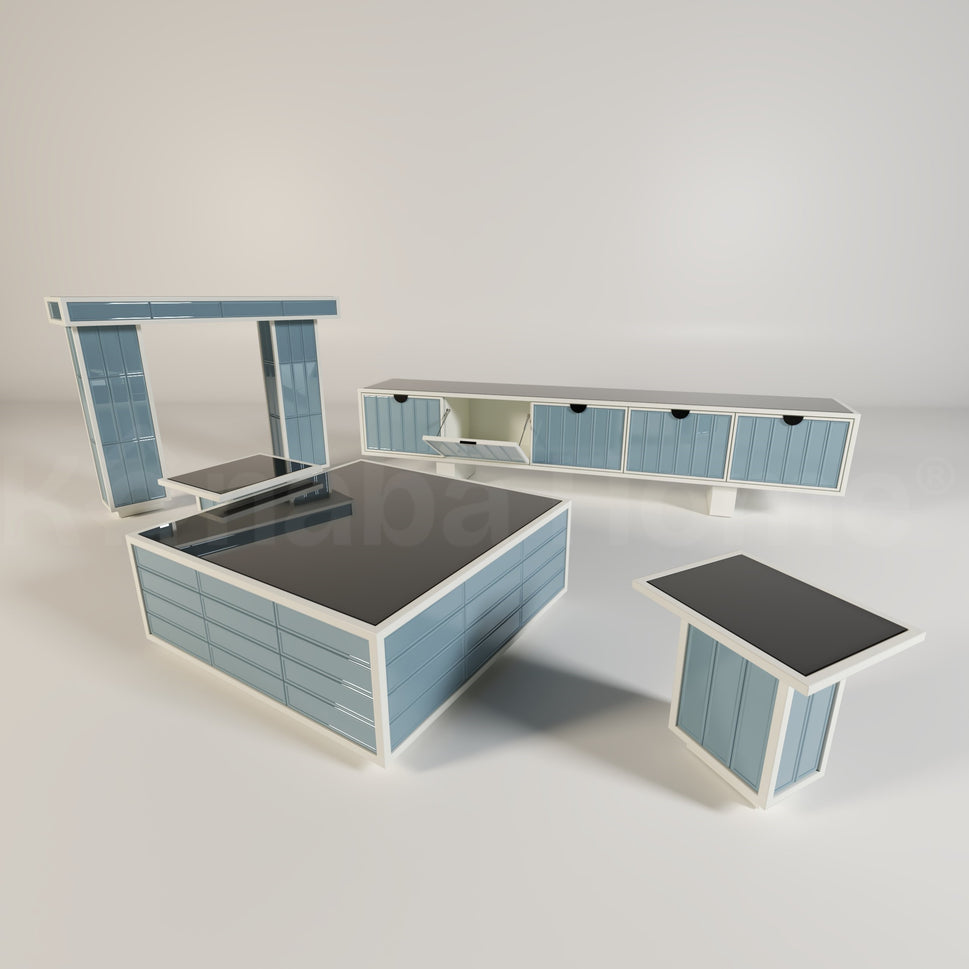 Rubik's Metro Tile Living Room Tables SetBLUE & WHITE RALL 9016 & METRO TILE M6804S