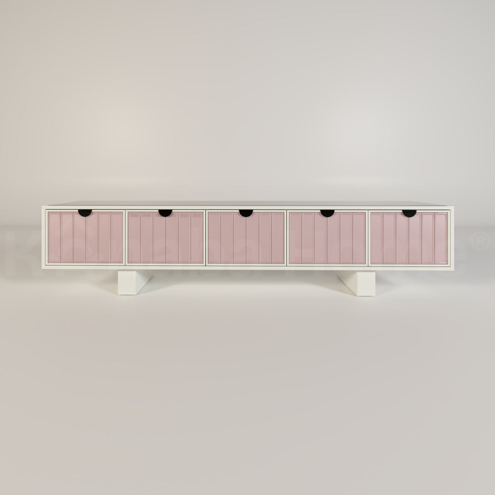 Rubik's Metro Tile Tv UnitPink & White RALL 9016 & METRO TILE M6816S