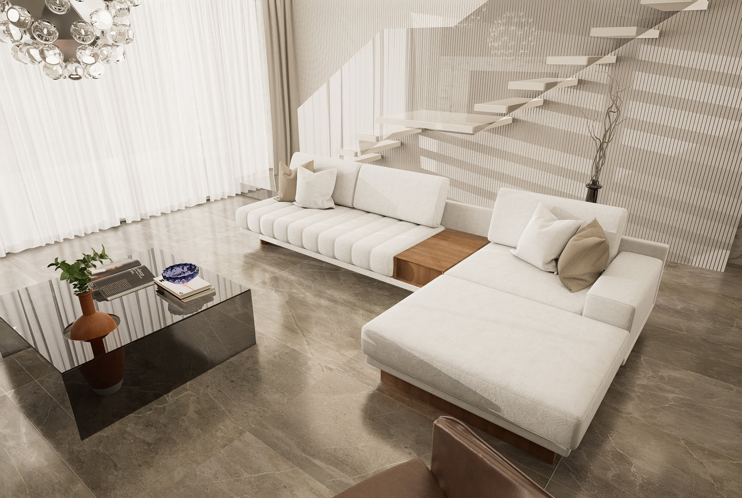 Premium White L-Shape Sofa 