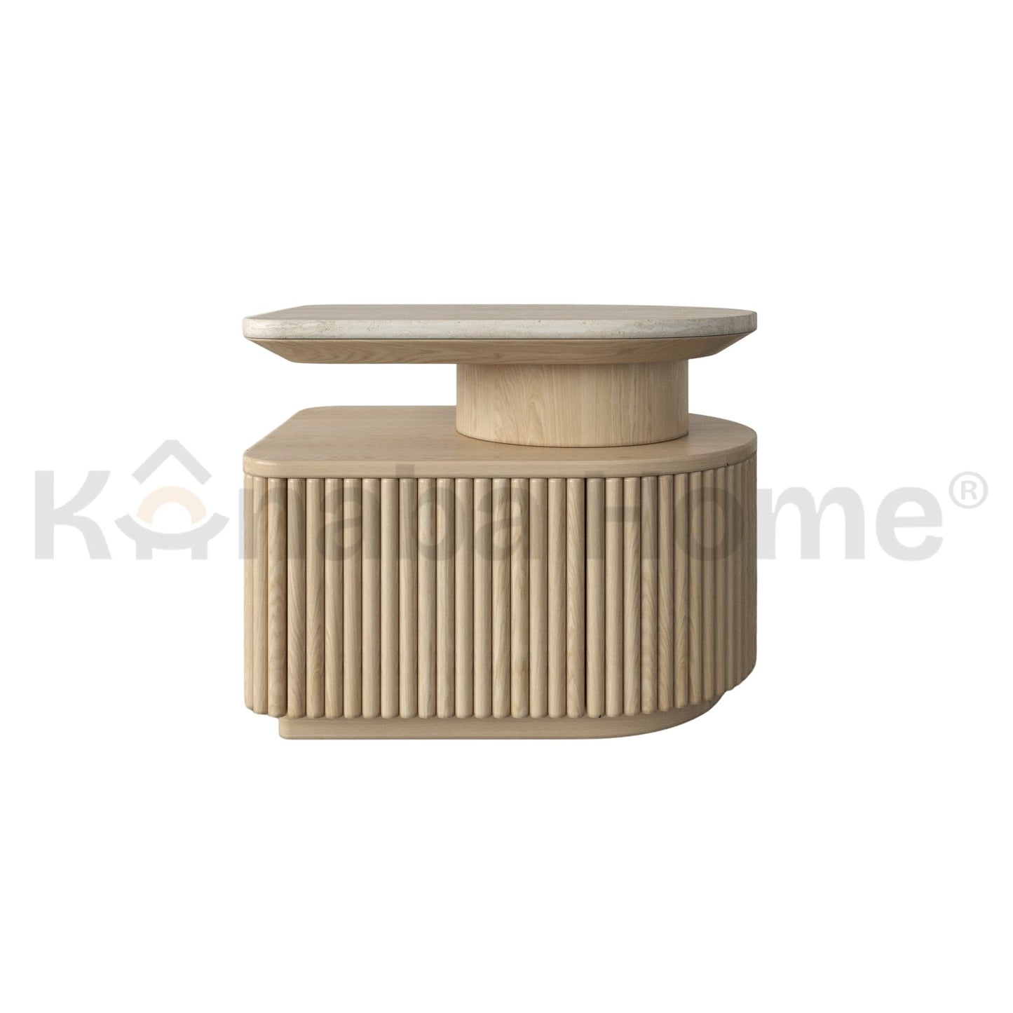 Silo Nightstand - Marble Top, Walnut Veneer With Drawer - Kanaba Home