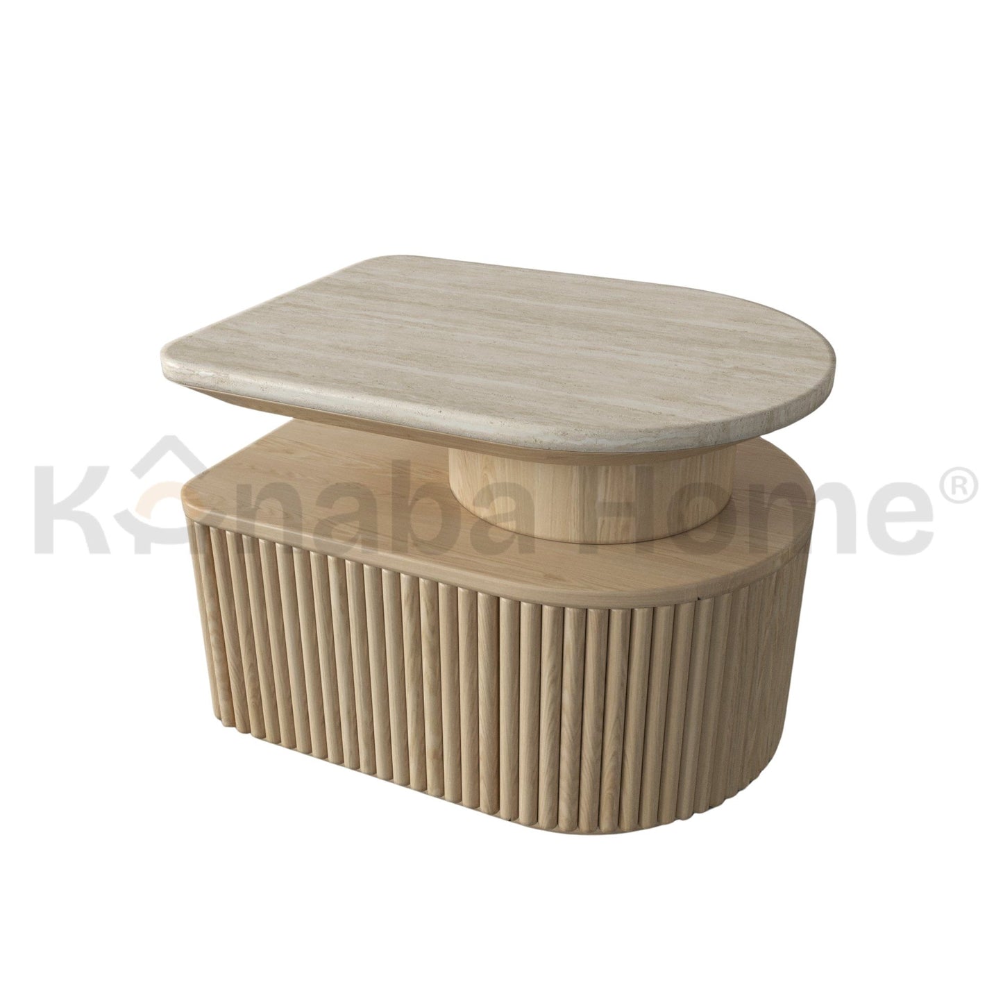 Silo Nightstand - Marble Top, Walnut Veneer With Drawer - Kanaba Home