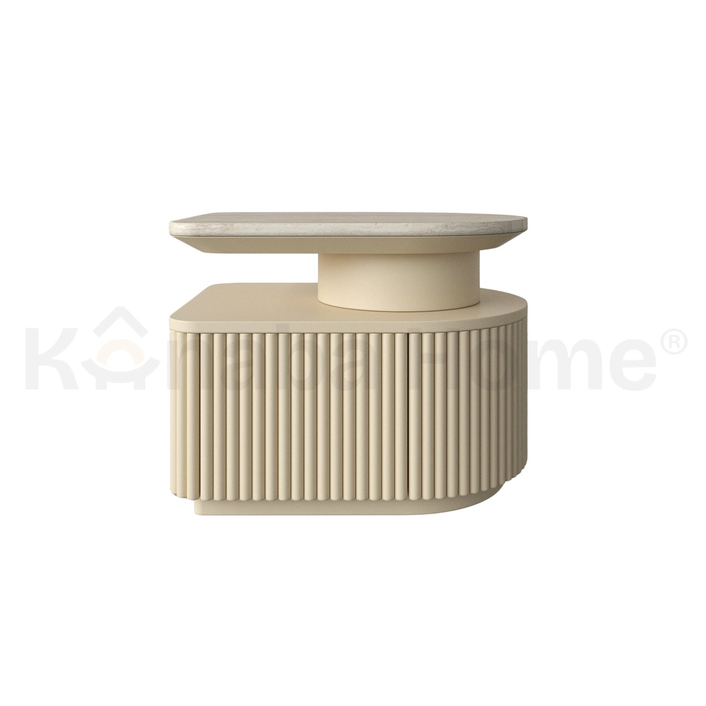 Silo Nightstand (RAL Finish)- Marble Top, Wooden Base With Drawer - Kanaba Homes