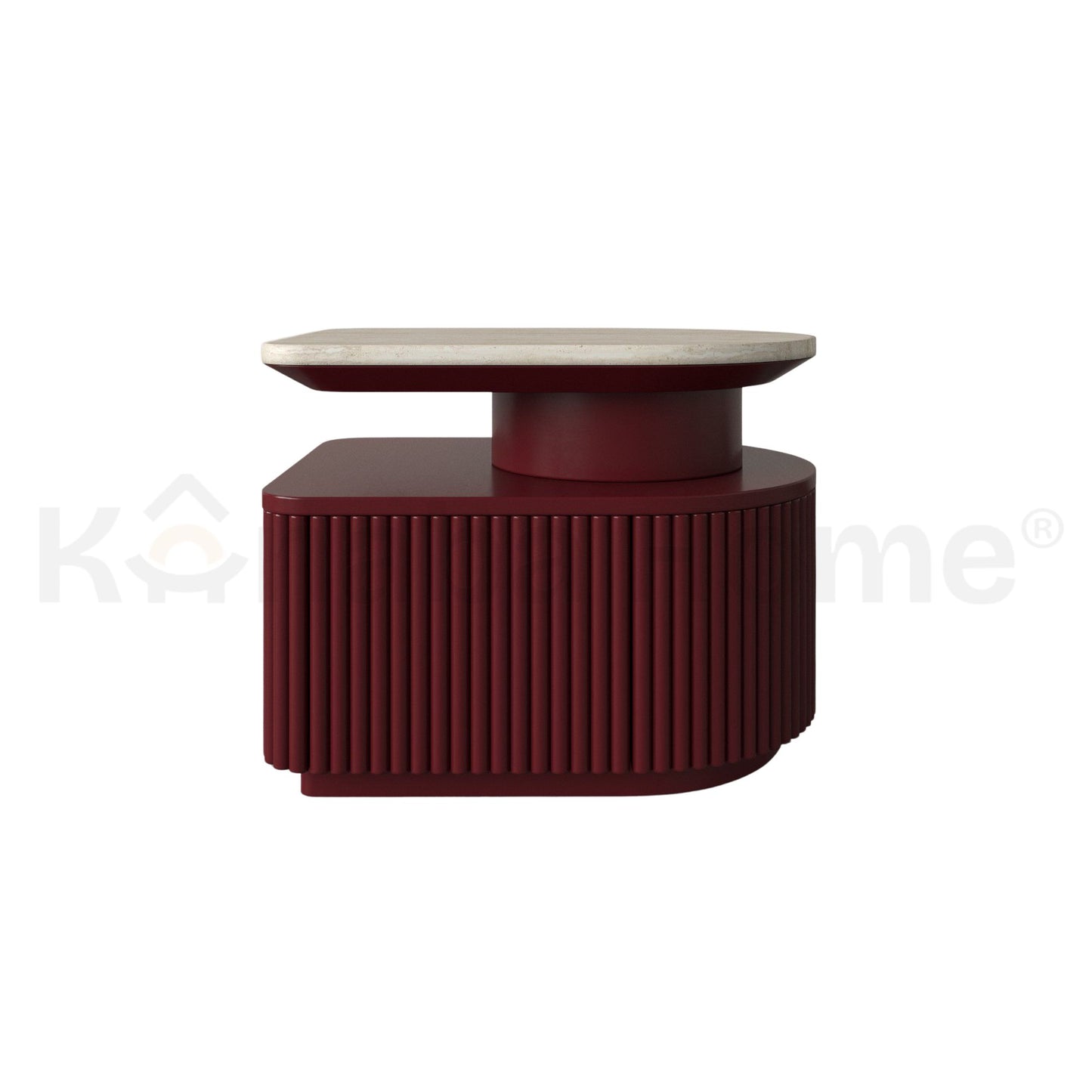 Silo Nightstand (RAL Finish)- Marble Top, Wooden Base With Drawer - Kanaba Homes