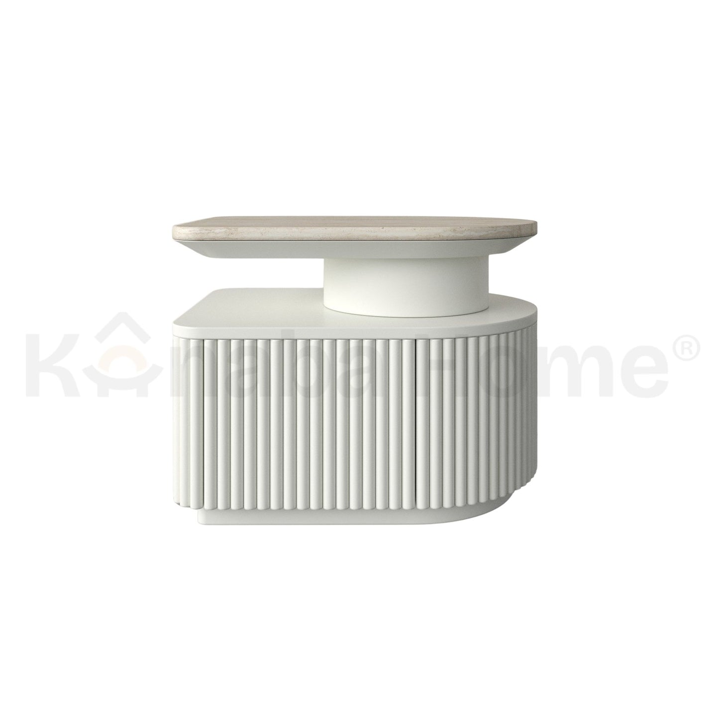 Silo Nightstand (RAL Finish)- Marble Top, Wooden Base With Drawer - Kanaba Homes