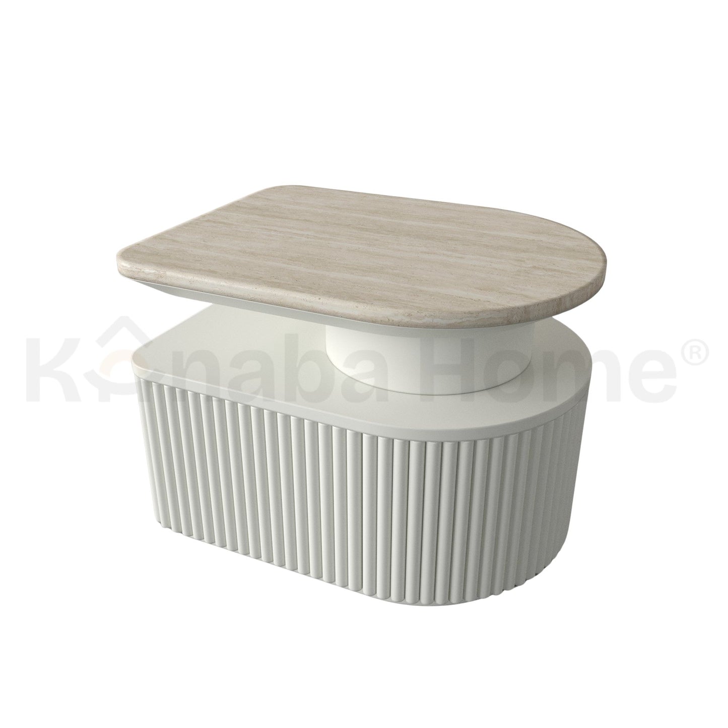Silo Nightstand (RAL Finish)- Marble Top, Wooden Base With Drawer - Kanaba Homes
