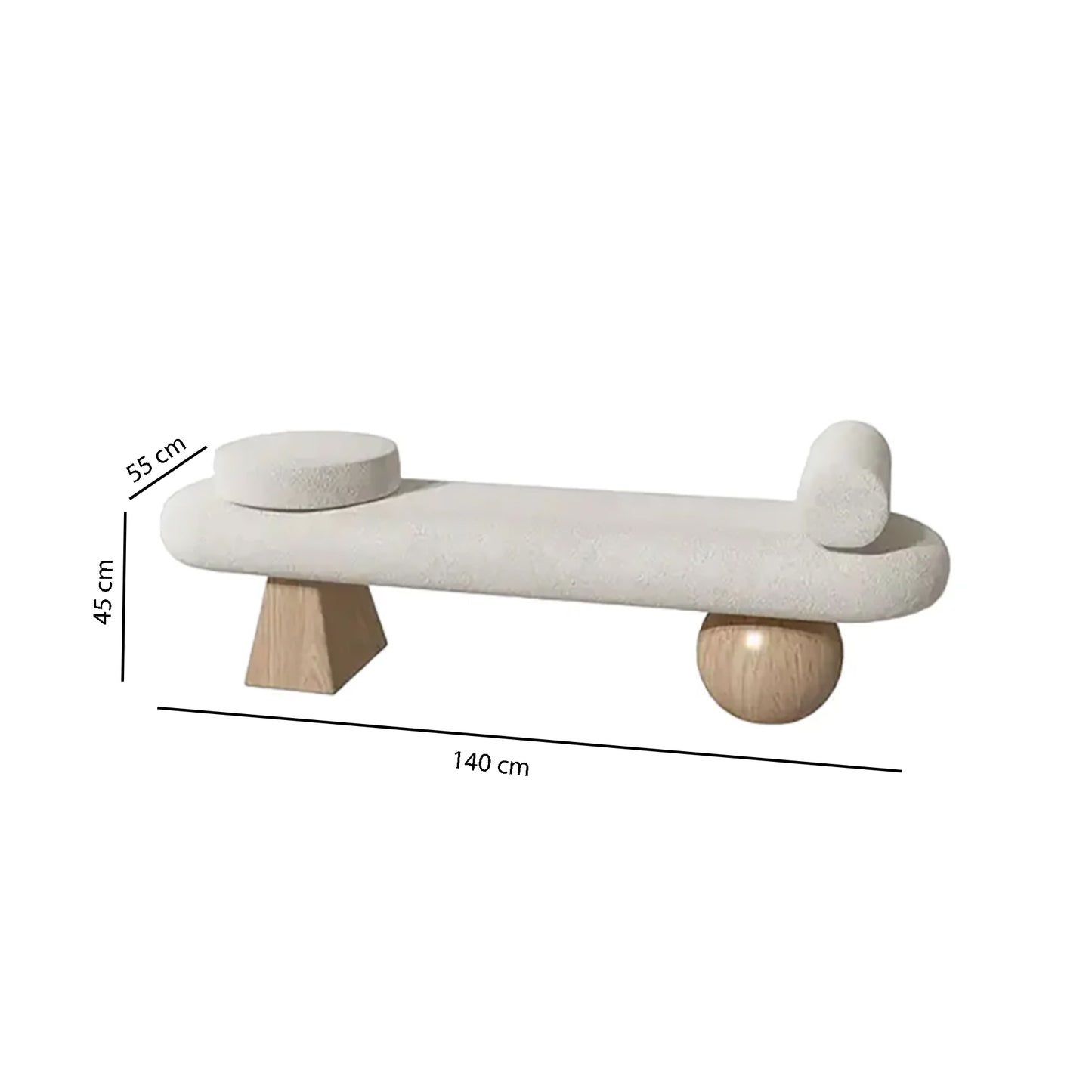Modern Boucle Fabric Bench Dims 