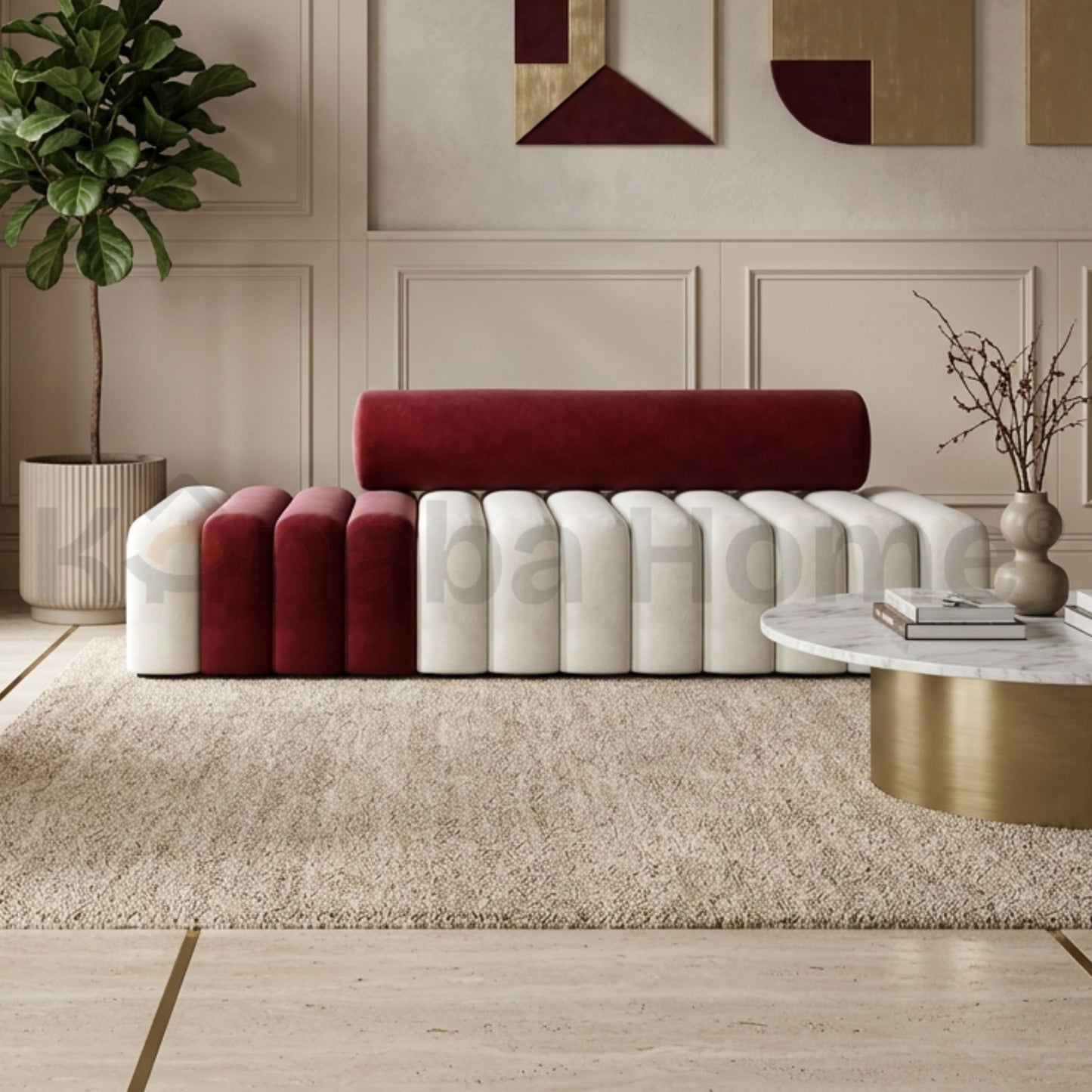 Symphony Bench-Bendy plywood-Vertical ribbed fin -Kanaba Home
