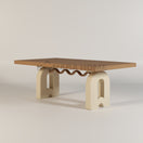 Terra Arch Dining TableDimensions: W 180 x D 100 x H 75 cm / Top: Light walnut / Base: Off-White  Cement RAL 9001
