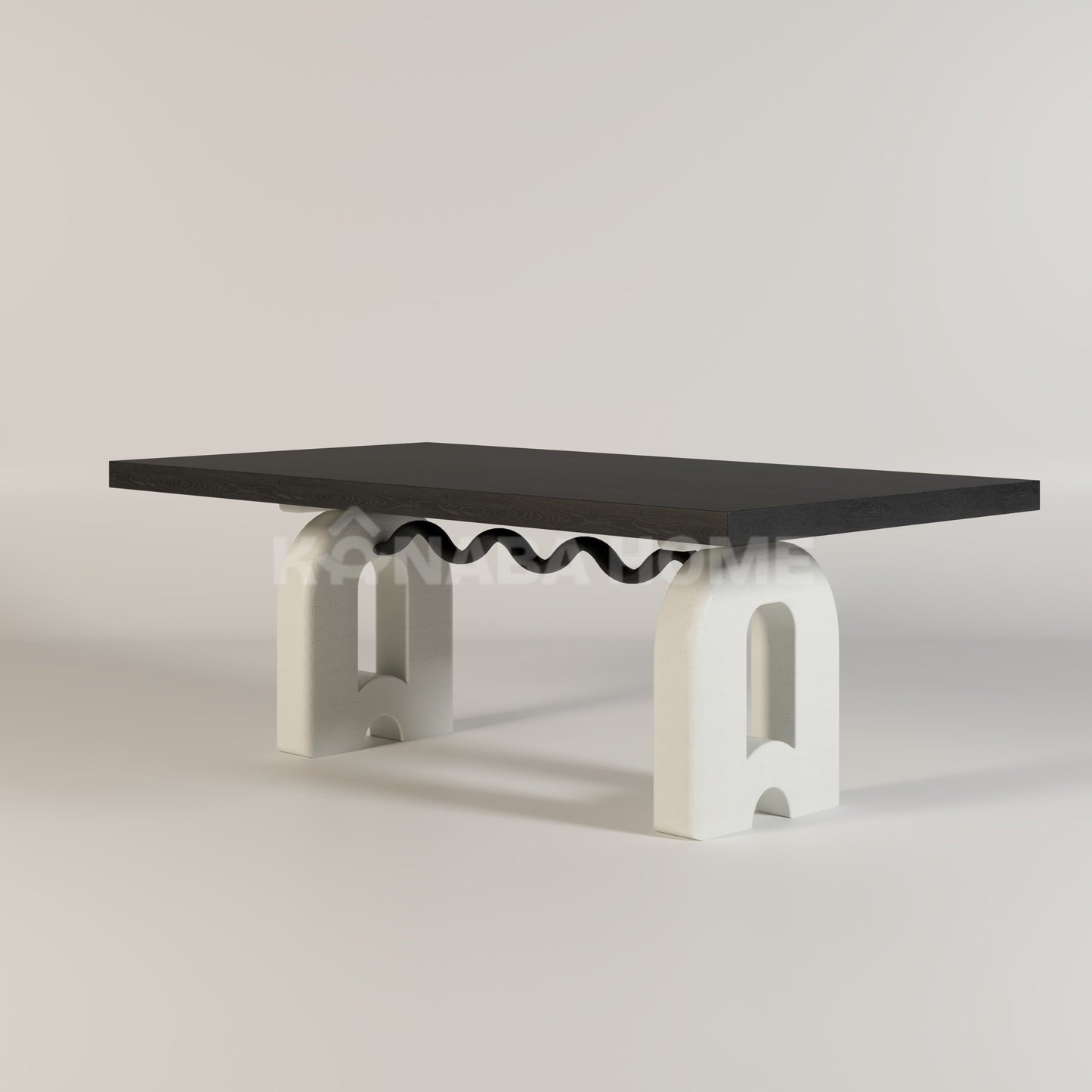 modern dining table with black top and white base