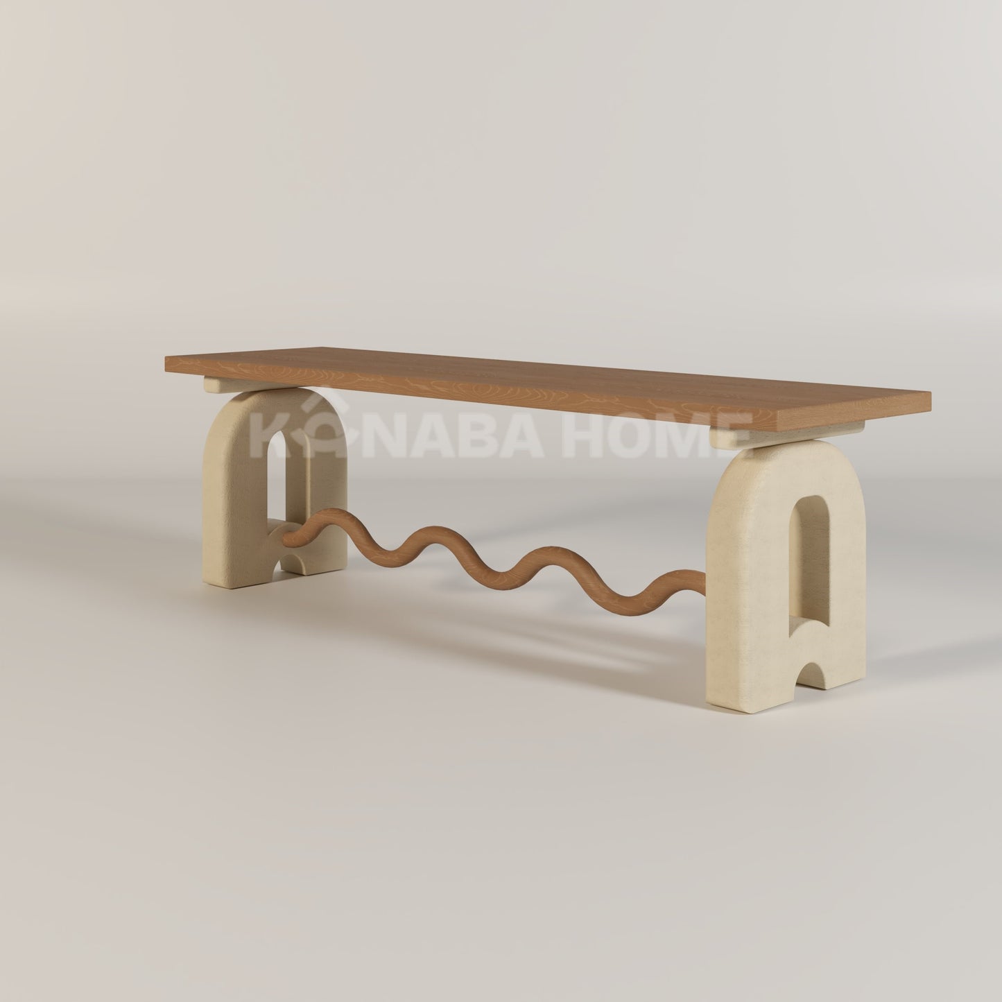 Wooden table with a unique beige base
