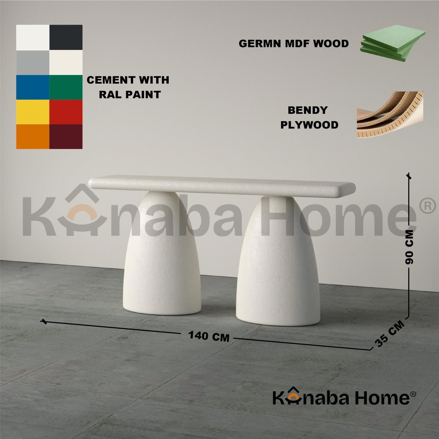 console table in white with dimensions