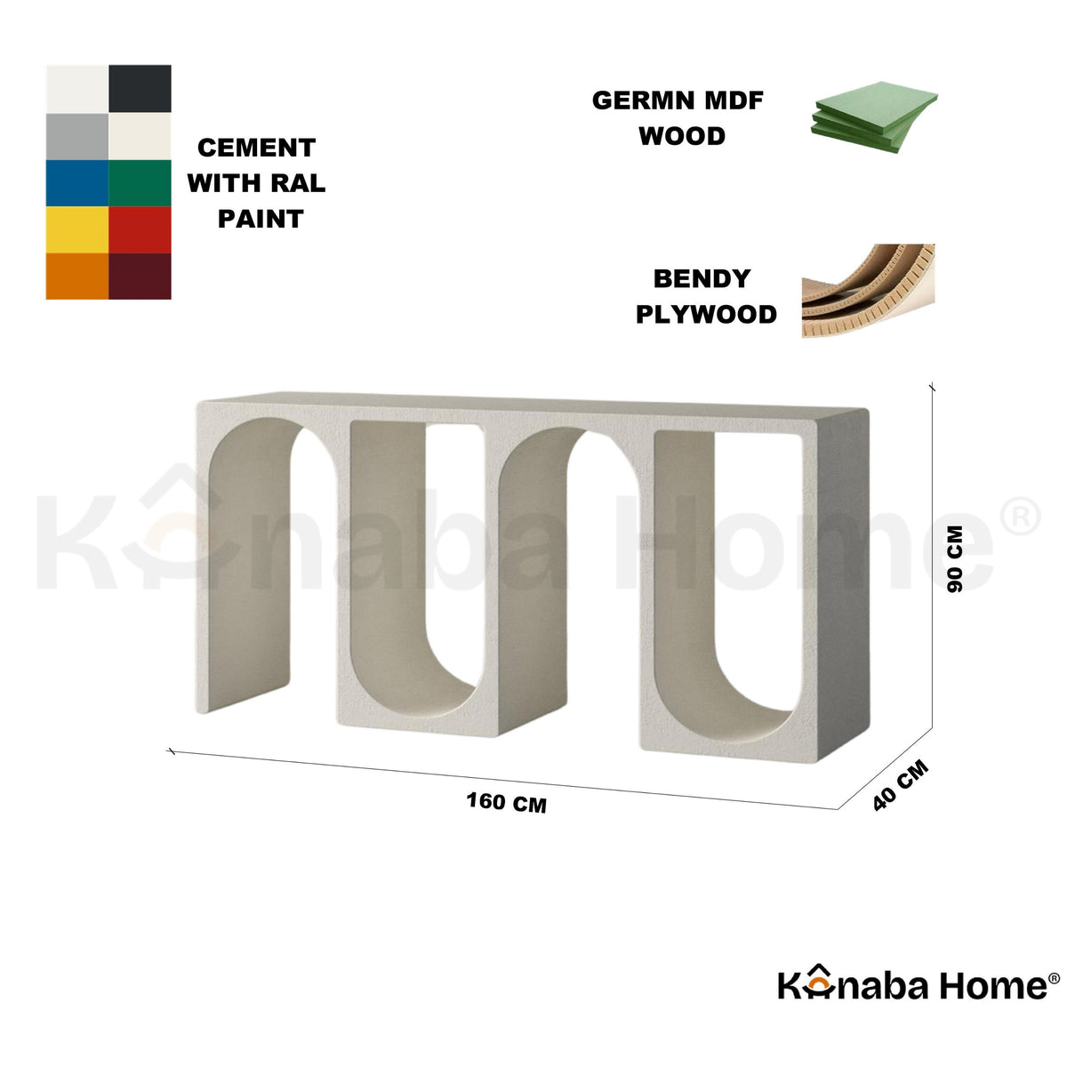 Trivio Console-German MDF & Bendy wood-Rhythmic Arcade Design-Kanaba Home