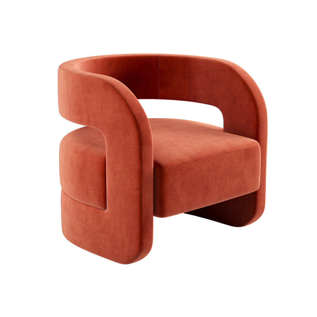 Rust Velvet Armchair 