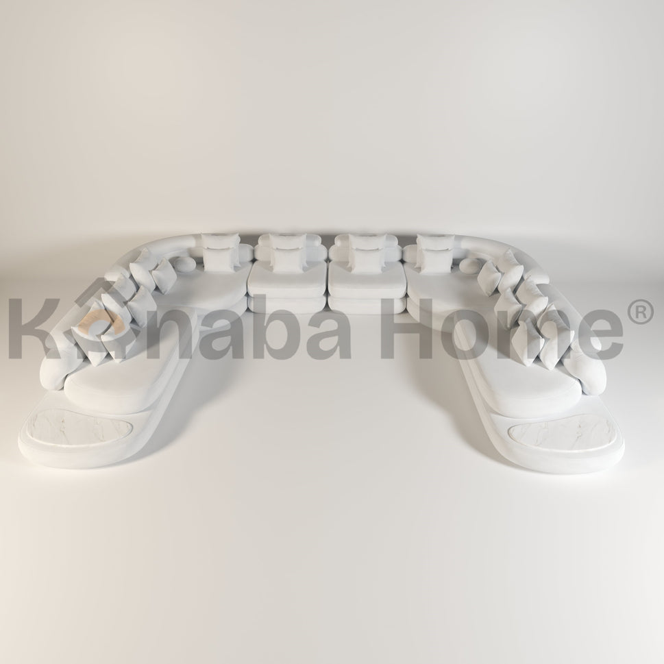 Rome U Shape Modular SofaWhite Velvet AN 8020-01