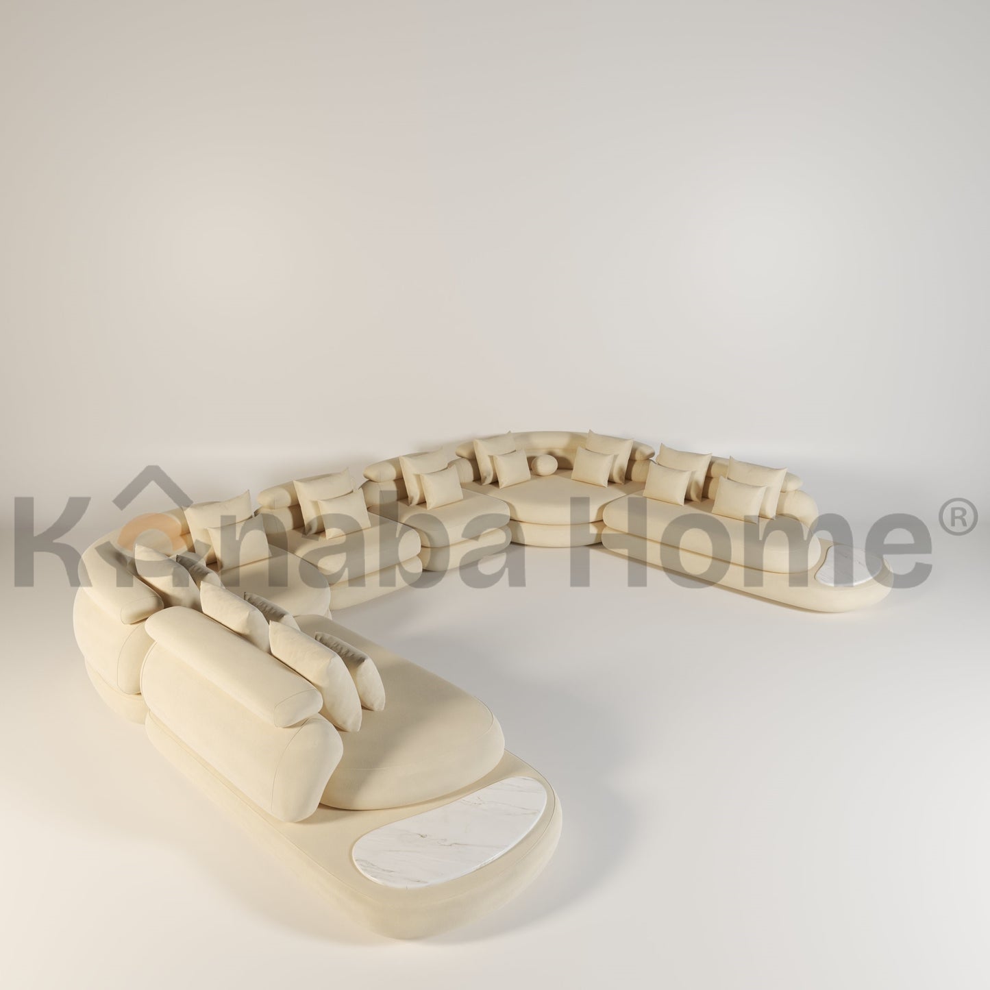 u shape sofa with backrest and marble