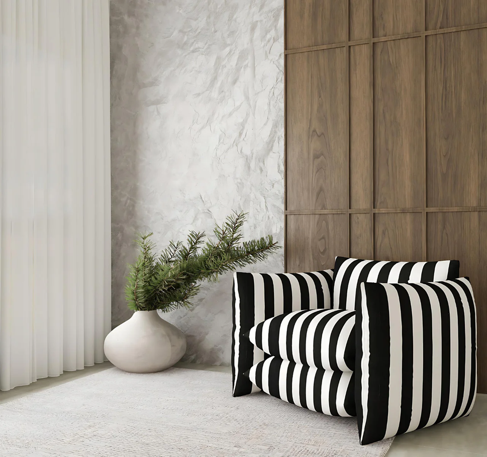 Zebra Living Room SetChair / Black & White