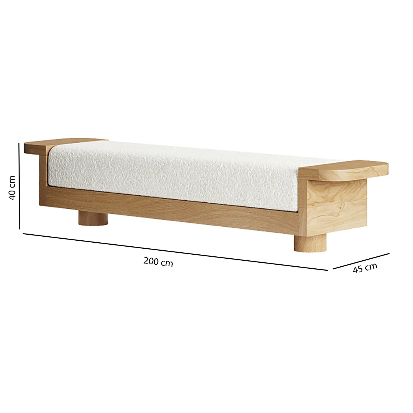 White Boucle Bench Dims