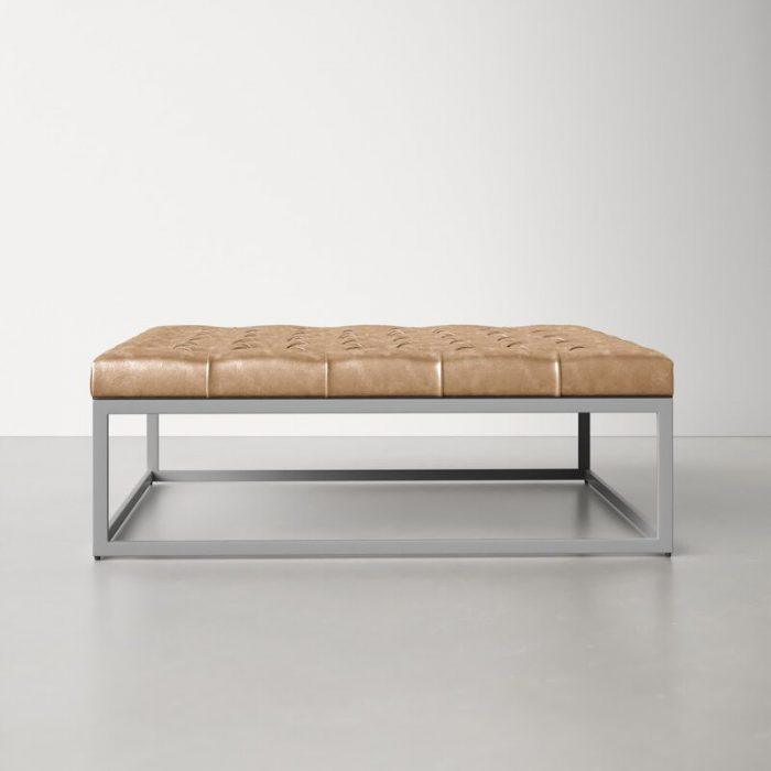 leather ottoman in brown