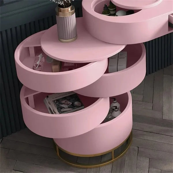 drawers of pink vanity