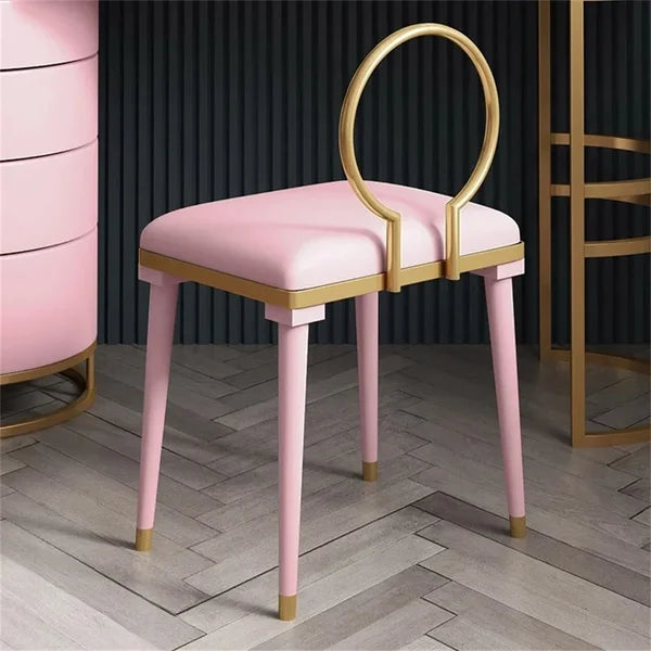 pink chair of vanity set