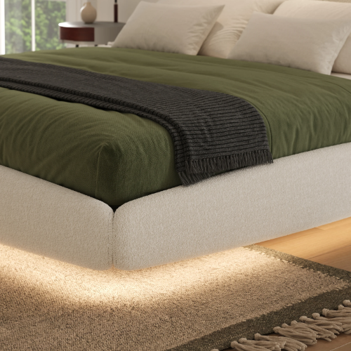 closeup look of led lights under the bed