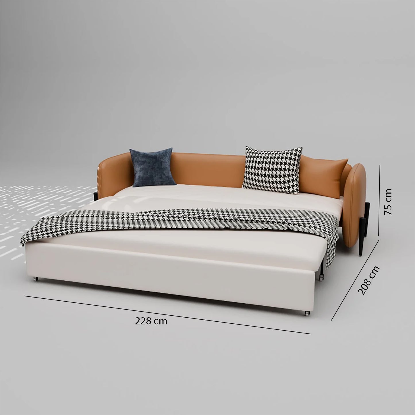 White Sofa Bed size in cm