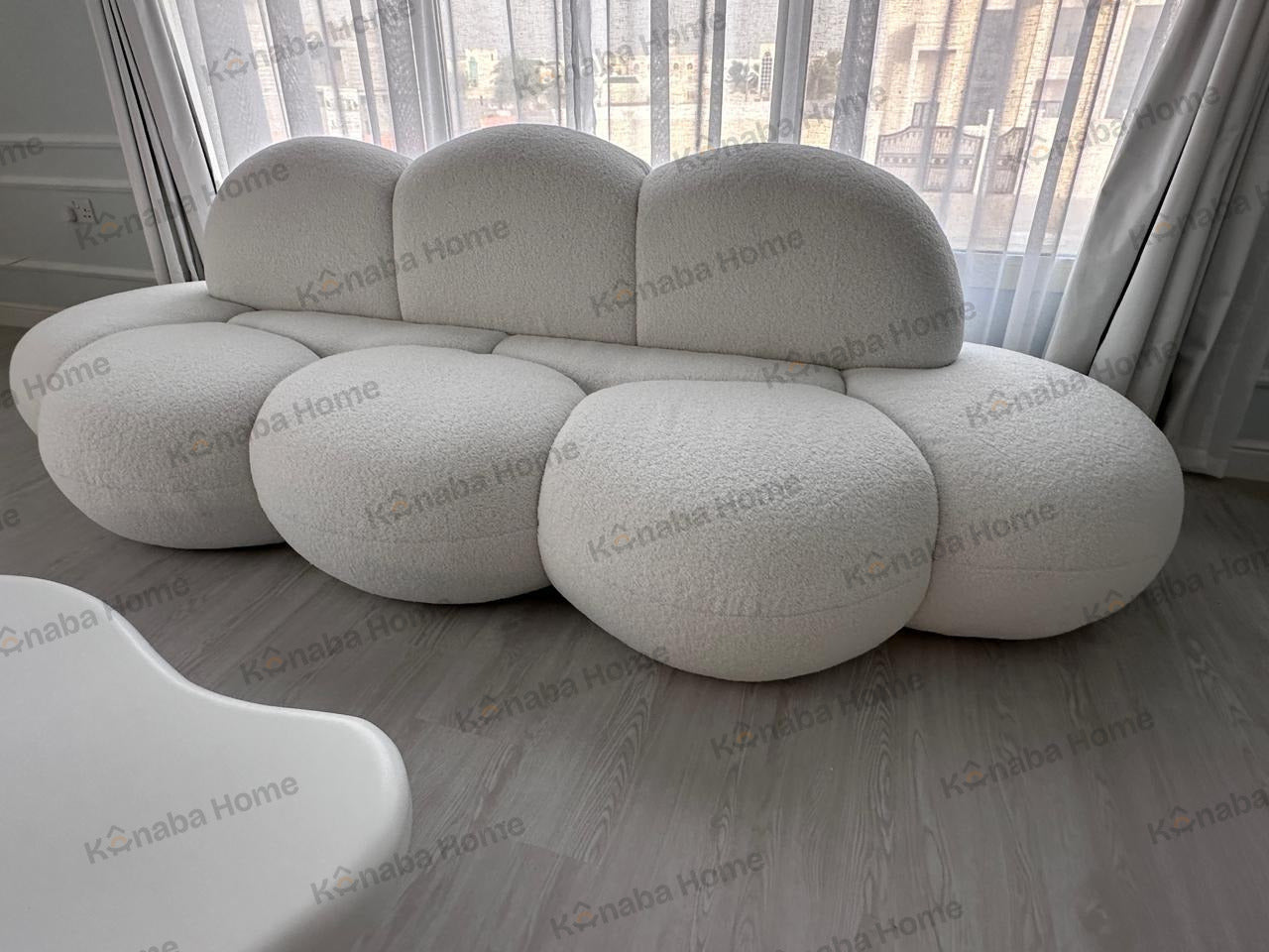 white cloud sofa at customer's apartment