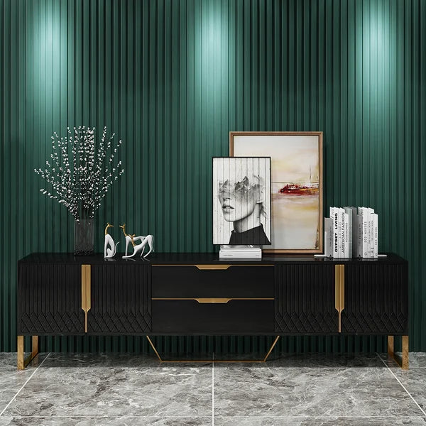 gold and black tv unit