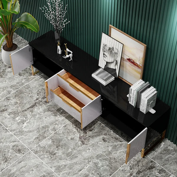 modern black and white standing tv unit
