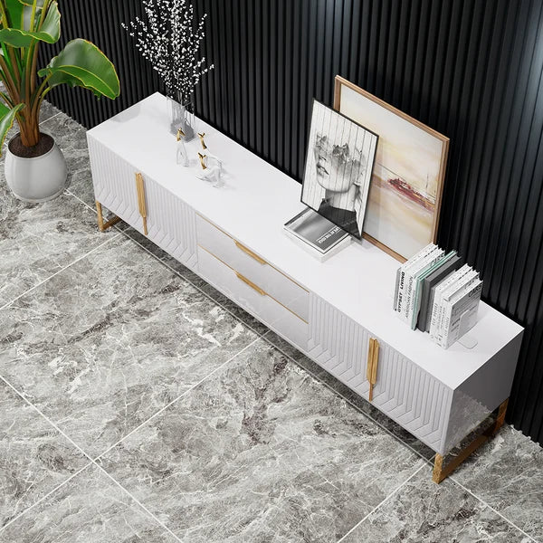 wooden tv stand top view